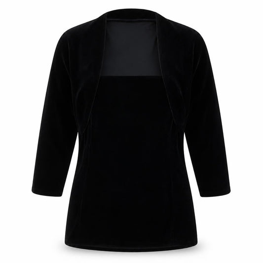 Marks and Spencer Womens Black Polyester Jersey Blouse Size 14 Square Neck - velvet feel / look