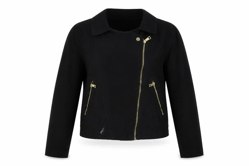 H&M Womens Black Biker Jacket Size 8 Zip