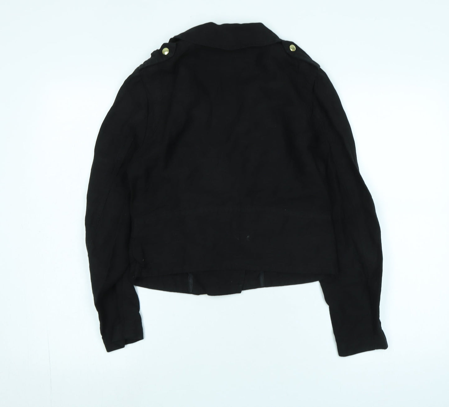 H&M Womens Black Biker Jacket Size 8 Zip