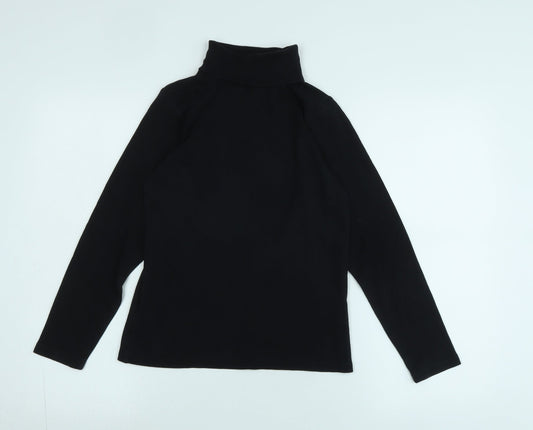 isle Womens Black High Neck Cotton Pullover Jumper Size S - Logo