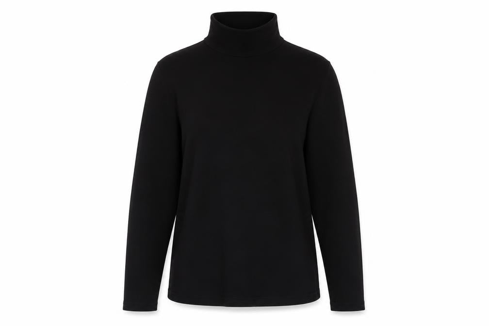 isle Womens Black High Neck Cotton Pullover Jumper Size S - Logo