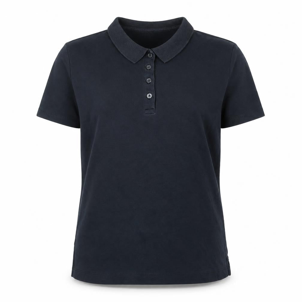 Lands End Womens Black Cotton Basic Polo Size S Collared - Logo