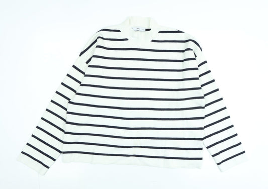 Ming Womens Ivory Mock Neck Cotton Pullover Jumper Size M - Logo