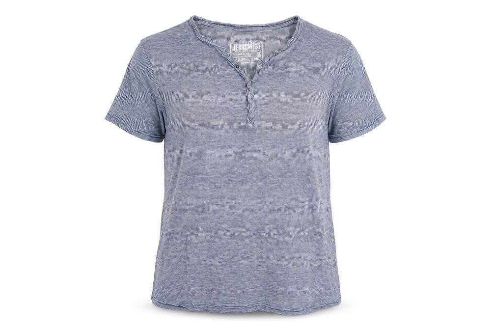 Jeanswest Womens Blue Cotton Basic T-Shirt Size M V-Neck - Logo