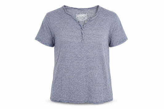 Jeanswest Womens Blue Cotton Basic T-Shirt Size M V-Neck - Logo