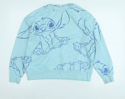 Preloved Disney Womens Blue Cotton Pullover Sweatshirt Size XS - Logo - Front