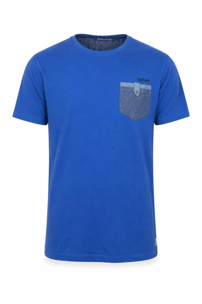 Lee Cooper Mens Blue Cotton T-Shirt Size S Crew Neck - Logo