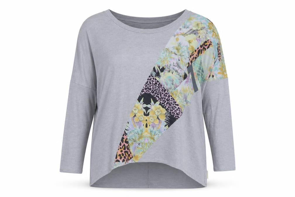A Postcard From Brighton Womens Multicoloured Floral Cotton Tunic T-Shirt Size XL Scoop Neck - Logo