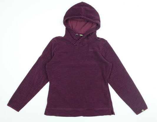 brasher Womens Purple Striped Polyester Pullover Hoodie Size 12 Pullover