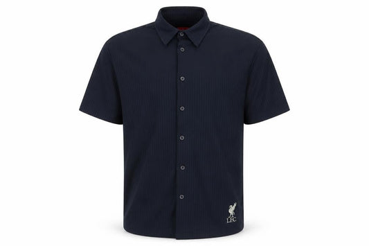 Liverpool FC Mens Blue Cotton Button-Up Size M Collared Button