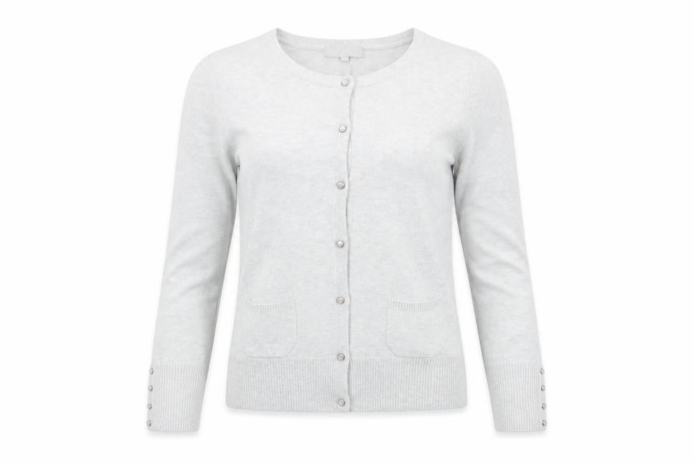 Red Herring Womens Grey Round Neck Cotton Cardigan Jumper Size 10