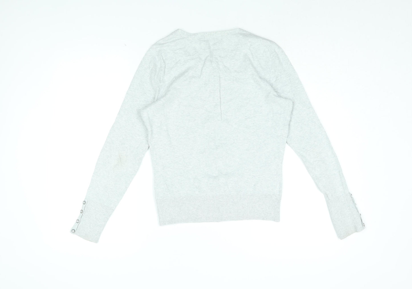 Red Herring Womens Grey Round Neck Cotton Cardigan Jumper Size 10