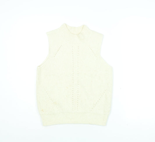 Scotch & Soda Womens White Round Neck Acrylic Pullover Jumper Size 12