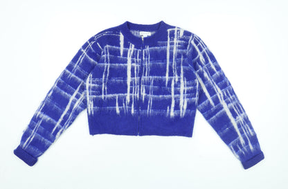 Warehouse Womens Blue Geometric Jacket Size M Zip
