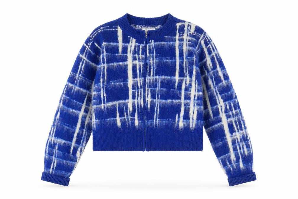 Warehouse Womens Blue Geometric Jacket Size M Zip
