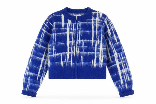 Warehouse Womens Blue Geometric Jacket Size M Zip