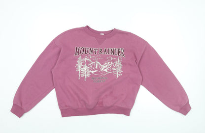 H&M Womens Pink Cotton Pullover Sweatshirt Size S Pullover - Mount Rainier National Forest