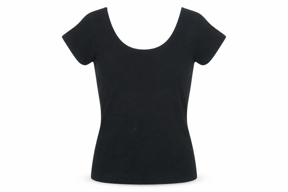 Gap Womens Black Cotton Basic T-Shirt Size S Round Neck