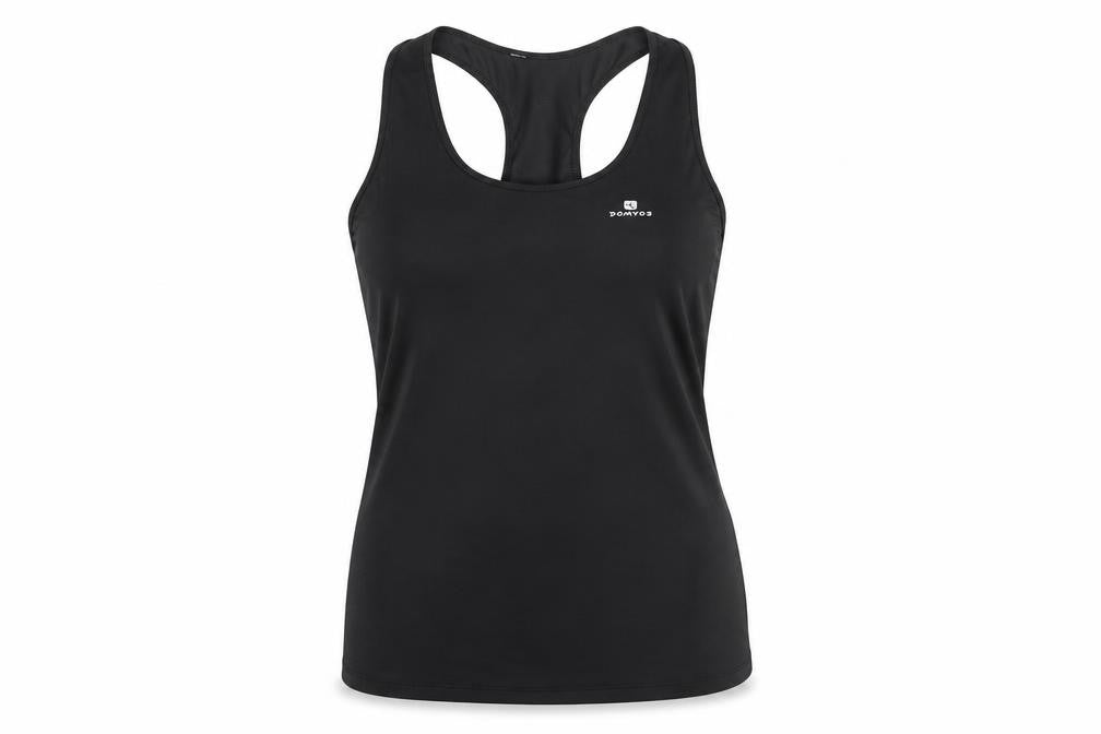Decathlon Womens Black Polyester Basic Tank Size M Round Neck Pullover