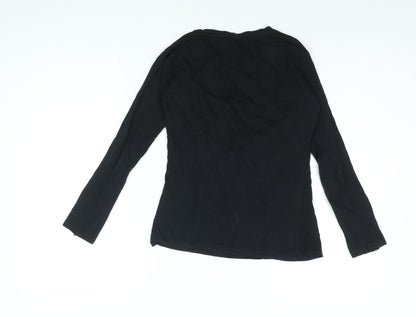 Back view of Disney girls’ blue cotton basic t-shirt, size L, round neck pullover - mickey mouse, heart print