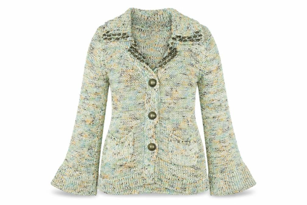 Vertigo Womens Multicoloured Collared Acrylic Cardigan Jumper Size S