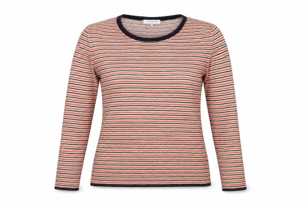 Gerard Darel Womens Multicoloured Striped Cotton Basic T-Shirt Size 12 Round Neck