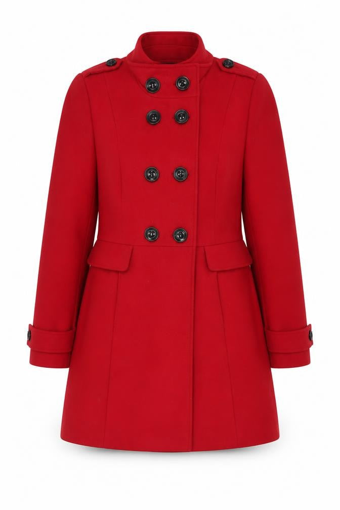 Marks and Spencer Womens Red Pea Coat Coat Size 12 Button