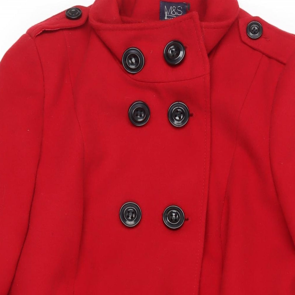 Marks and Spencer Womens Red Pea Coat Coat Size 12 Button