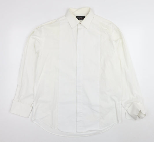 1860 Menswear Mens White Polyester Dress Shirt Size 15.5 Collared Button - Collar 15.5''