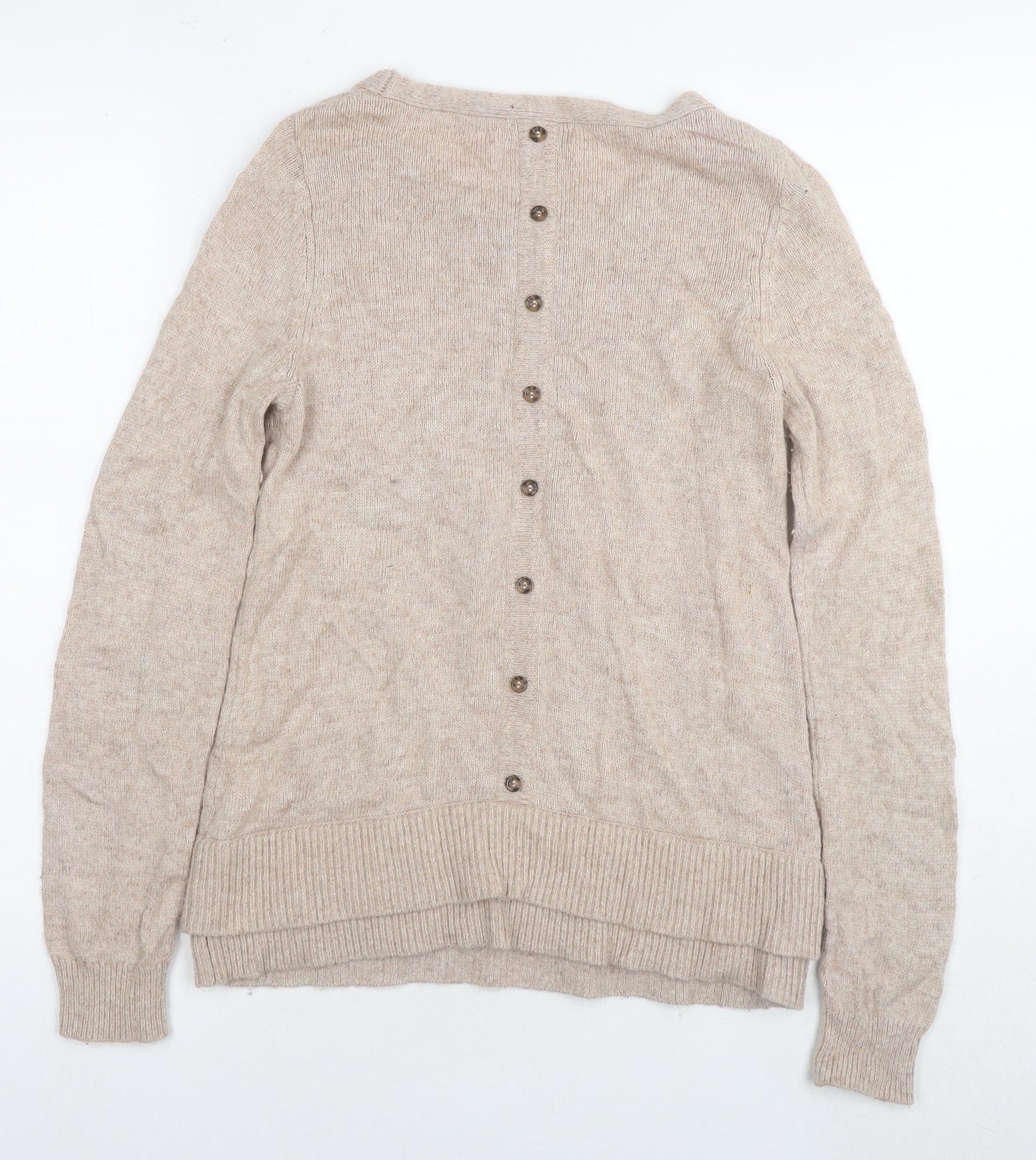 Monsoon Womens Beige Round Neck Nylon Pullover Jumper Size 8