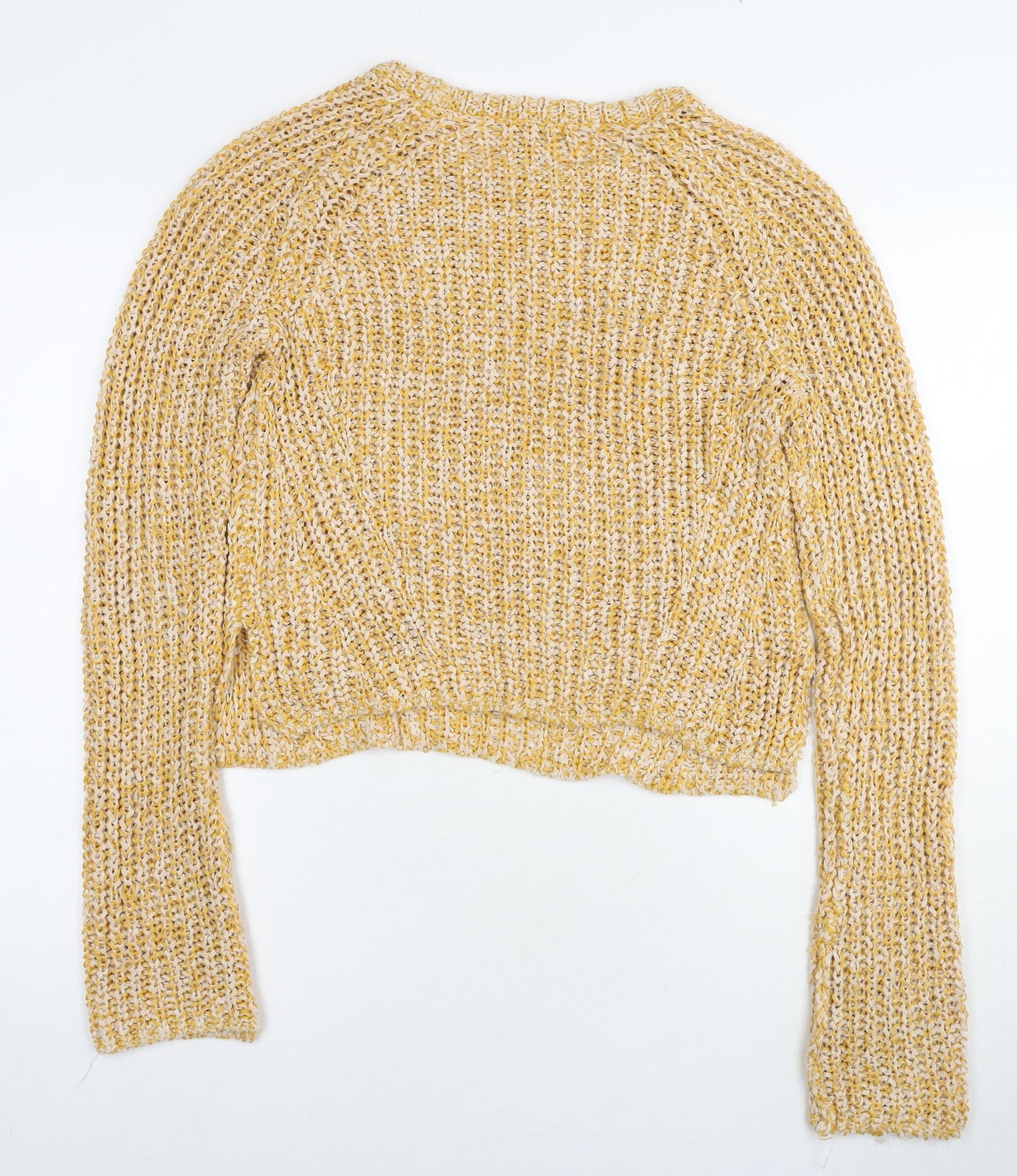 H&M Womens Yellow Round Neck Acrylic Pullover Jumper Size M