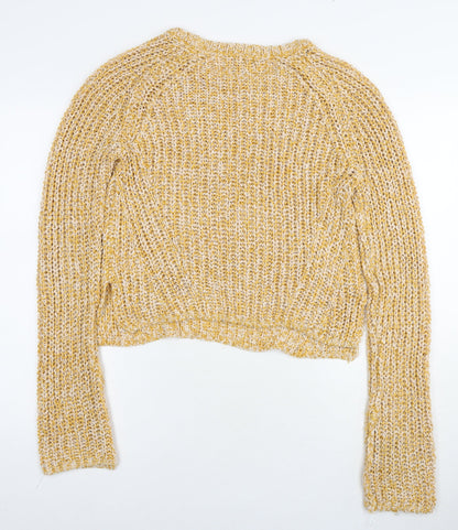 H&M Womens Yellow Round Neck Acrylic Pullover Jumper Size M
