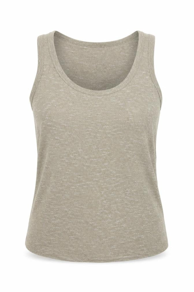 Pako Litto Womens Beige Viscose Basic Tank Size M Round Neck
