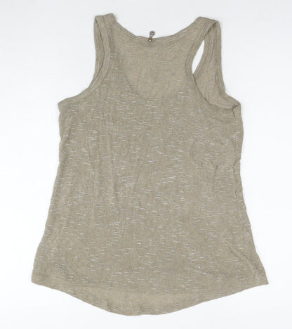 Pako Litto Womens Beige Viscose Basic Tank Size M Round Neck