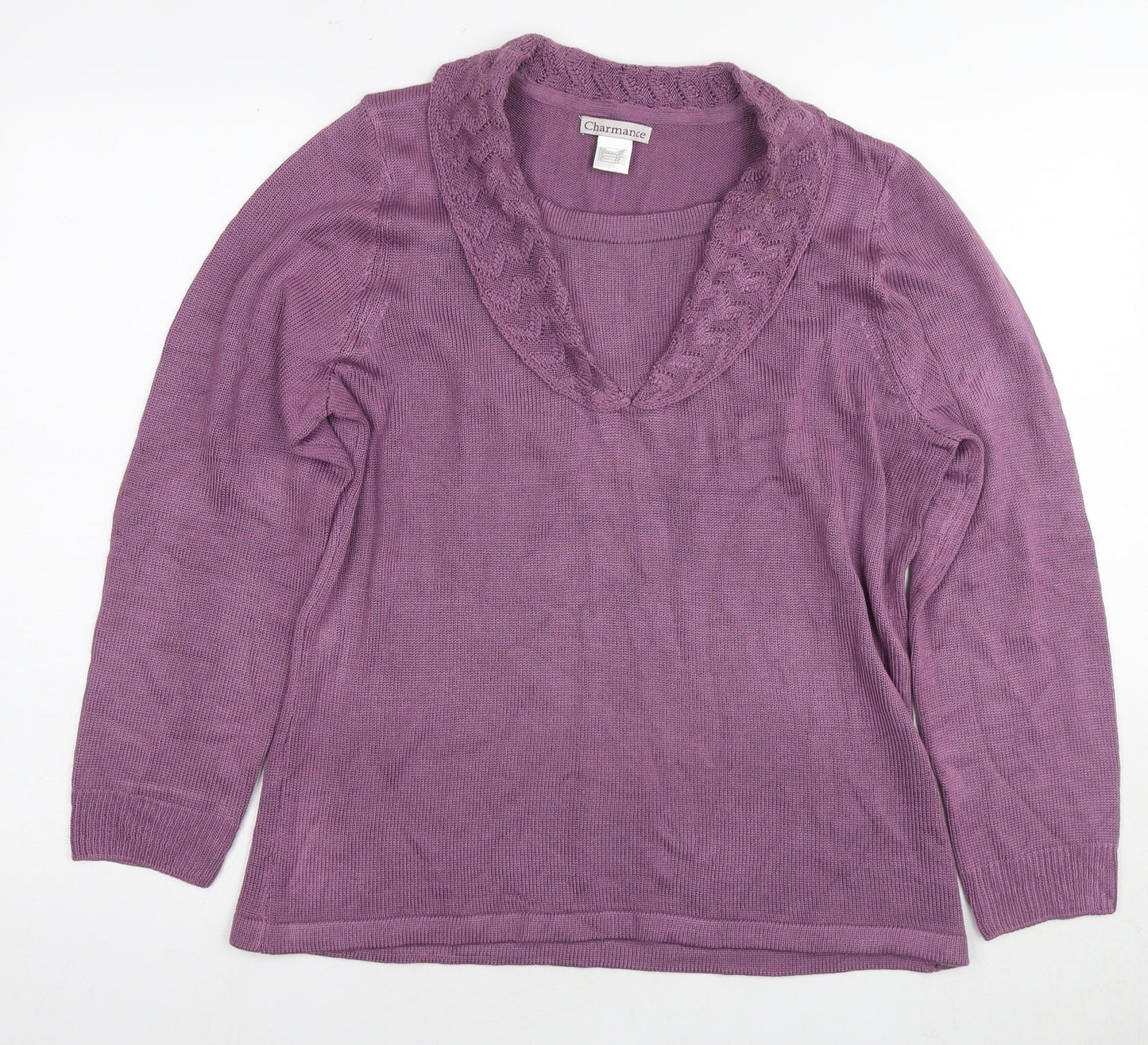 Charmance Womens Purple Round Neck Acrylic Pullover Jumper Size 18 - Size 18-20