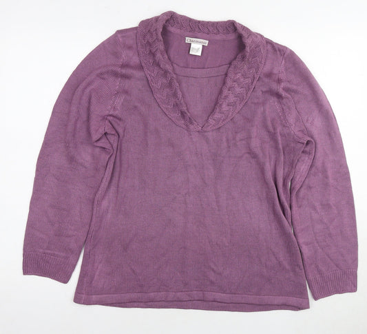 Charmance Womens Purple Round Neck Acrylic Pullover Jumper Size 18 - Size 18-20