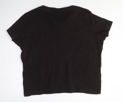 EWM Women's Black Beaded V-Neck T-Shirt XL