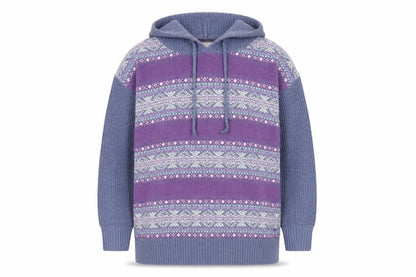 EWM Womens Multicoloured Fair Isle Acrylic Pullover Hoodie Size S Pullover