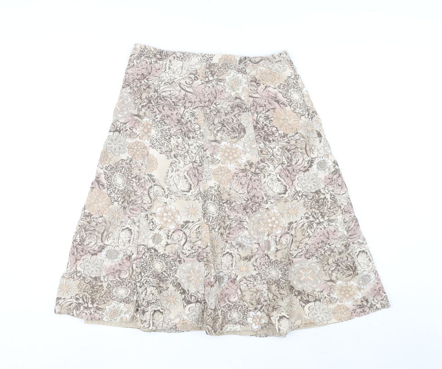 EWM Womens Multicoloured Geometric Cotton A-Line Skirt Size 10 Zip