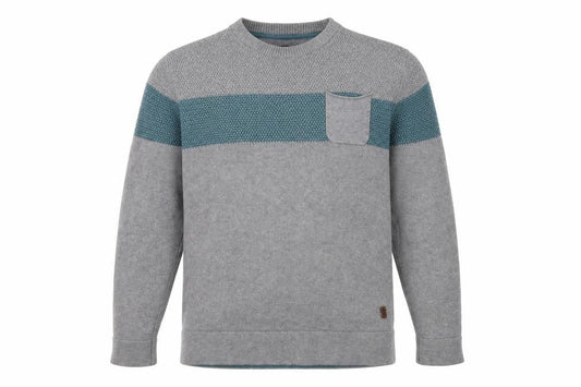 Ferouch Mens Grey Round Neck Cotton Pullover Jumper Size S Long Sleeve
