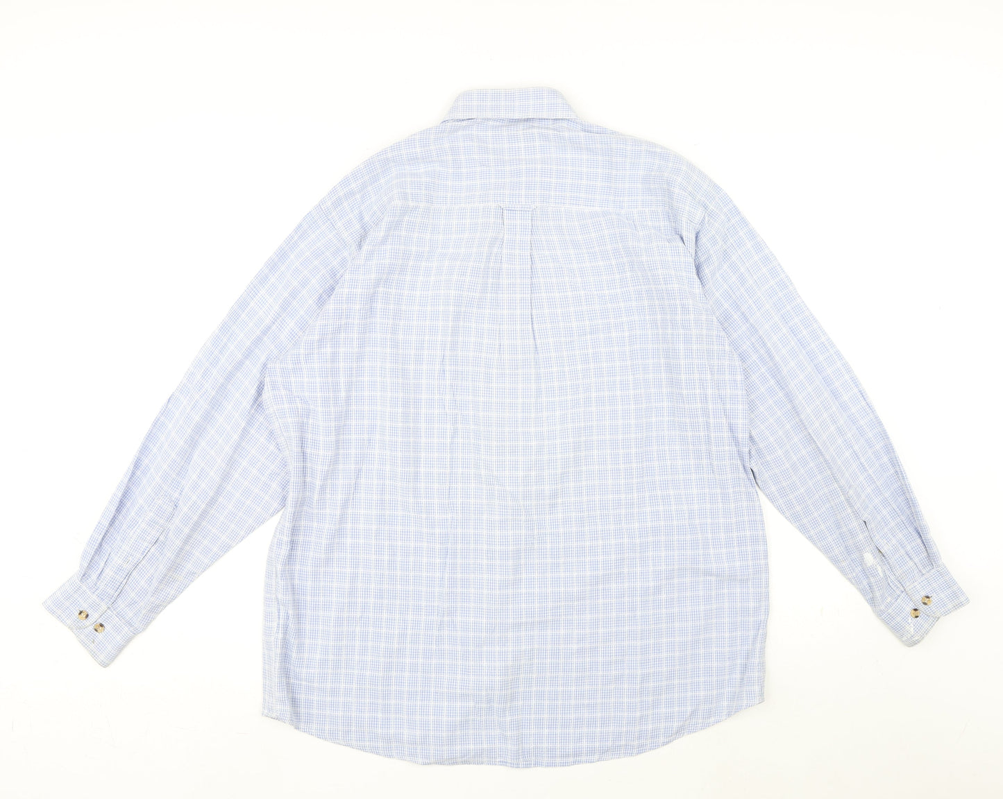 Glenhusky Mens Blue Plaid Cotton Button-Up Size M Collared Button