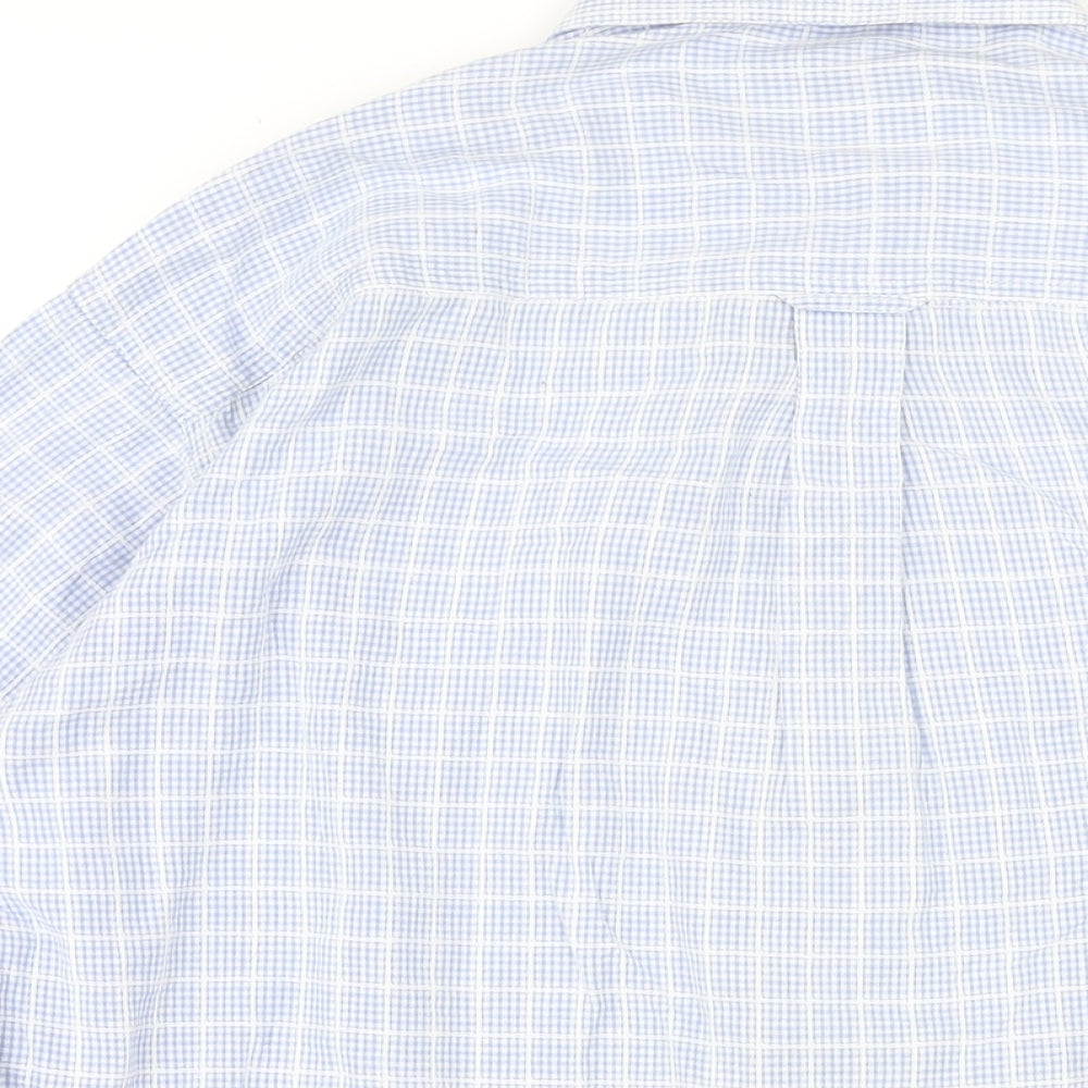 Glenhusky Mens Blue Plaid Cotton Button-Up Size M Collared Button