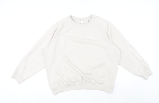 H&M Womens Beige Cotton Pullover Sweatshirt Size M Pullover