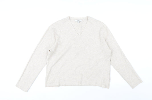 Marks and Spencer Womens Beige V-Neck Viscose Pullover Jumper Size M