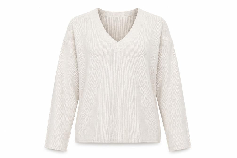 Marks & Spencer Womens Beige V-Neck Viscose Pullover Jumper Size M