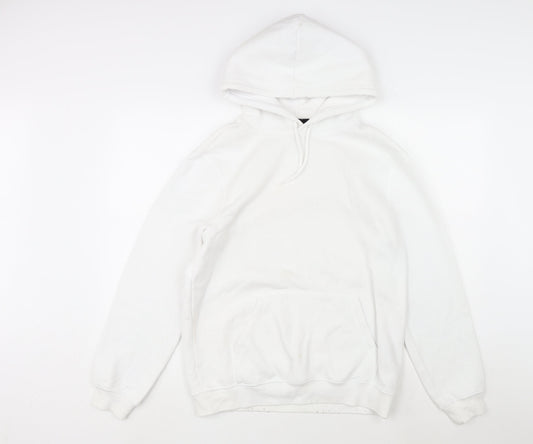 H&M Mens White Cotton Pullover Hoodie Size S