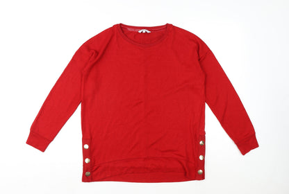 Next Womens Red Round Neck Polyester Pullover Jumper Size 12