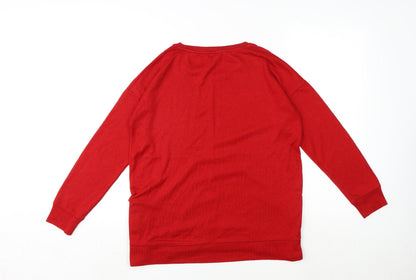 Next Womens Red Round Neck Polyester Pullover Jumper Size 12