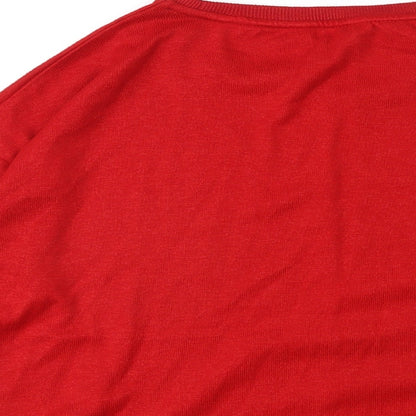 Next Womens Red Round Neck Polyester Pullover Jumper Size 12