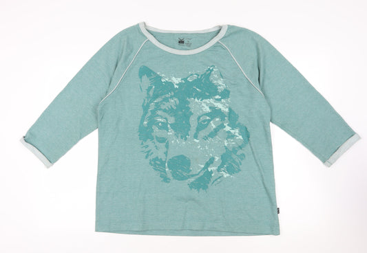 Trigema Green Wolf Graphic Pullover Sweatshirt XL